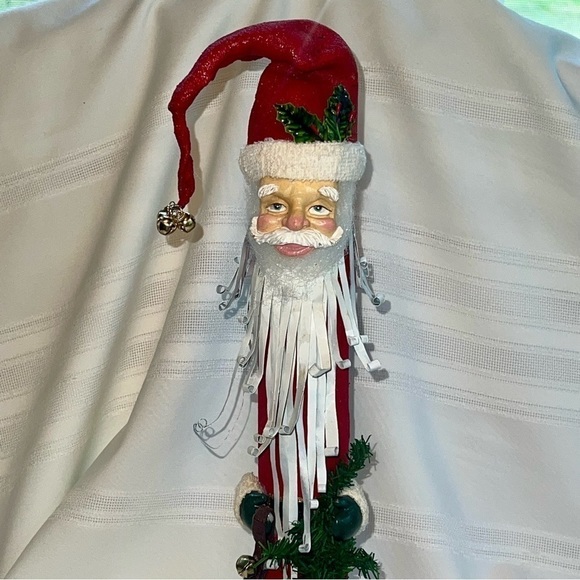 Santa Figurine Jingle Bells Whimsical Metal Beard Christmas Tree‎ EUC - Picture 2 of 11